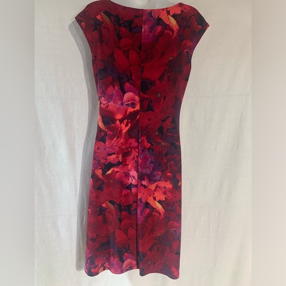 Lauren Ralp Laure cowl neck sleeveless red floral  dress - Picture 6 of 13
